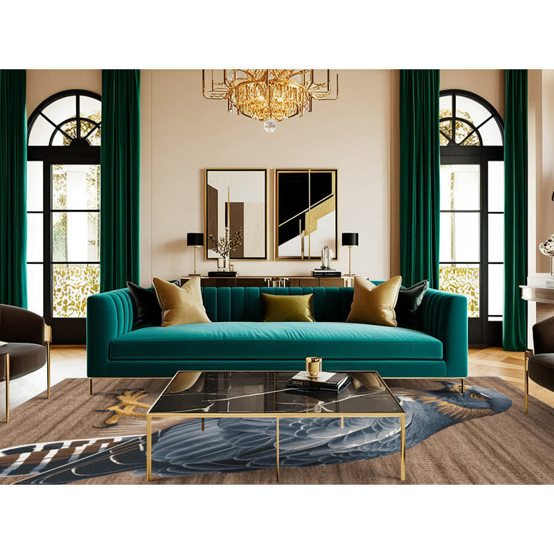  Tapis lavable et tranchant à motif d'oiseaux Hawk, Carré 3 pi