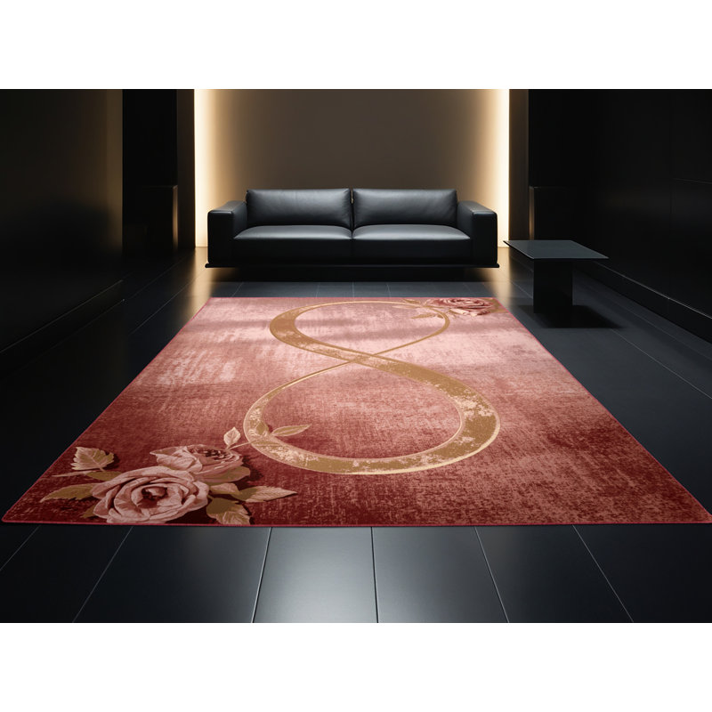 Tapis brun moderne et contemporain lavable à la machine Fieldston Valentines, 2 x 5