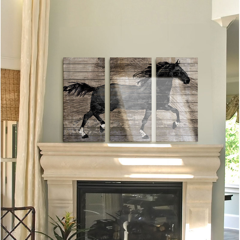 Une image multi-pièces barnwood cheval de qualité supérieure sur toile, H 24 po x l 36 po x P 1,5 po