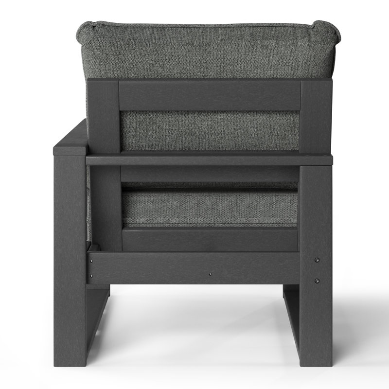 Chaise de patio à accoudoirs droits avec cadre, Gris, Gris