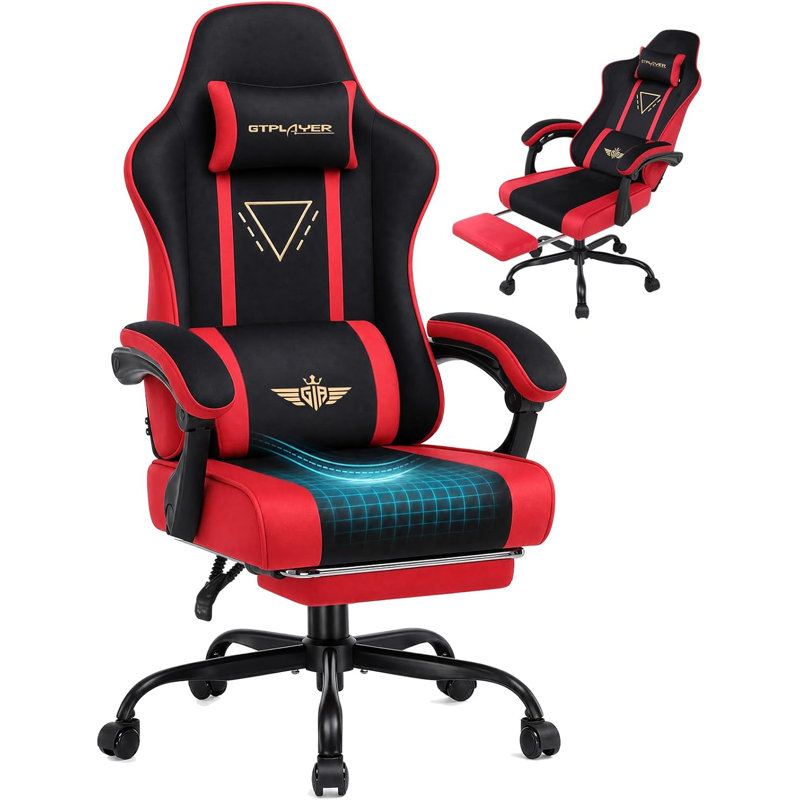 LUCKRACER Swiveling PC & Racing Game Chair, Red
