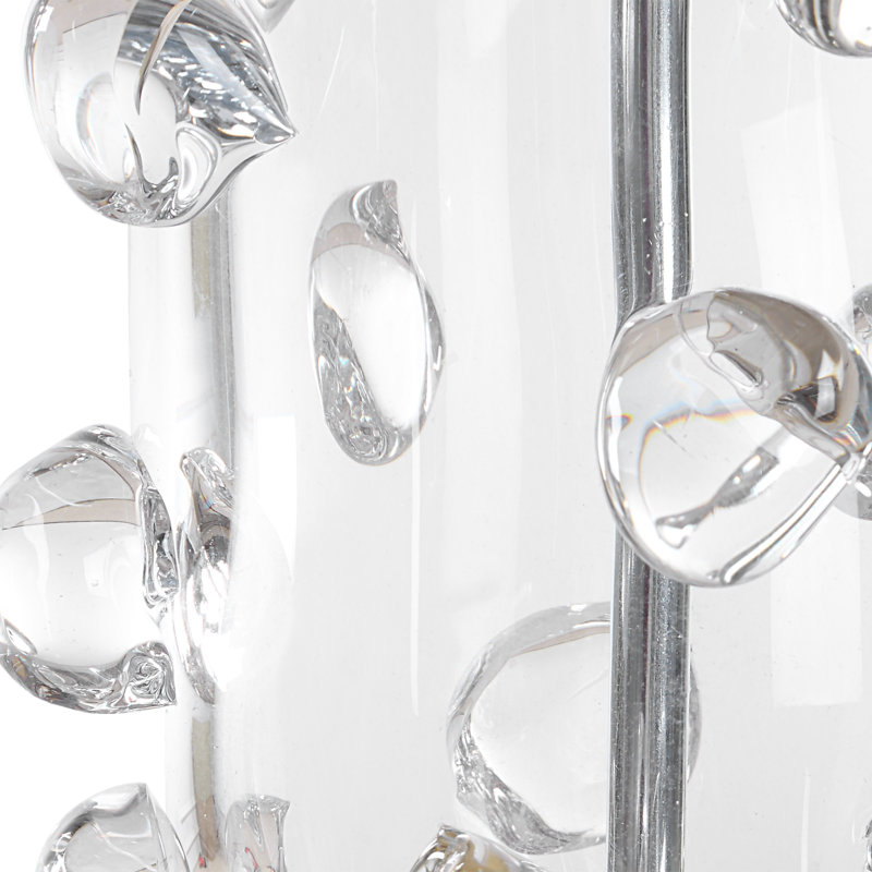 Aura Clear Glass Table Lamp with White Linen Shade