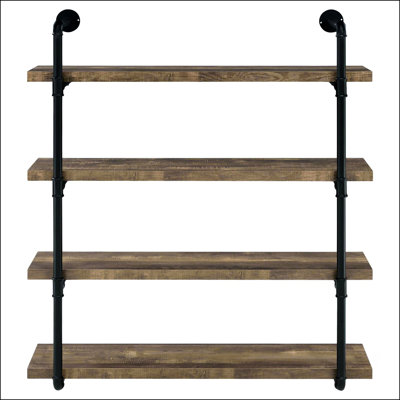 Black And Rustic Oak 40-Inch Wall Shelf