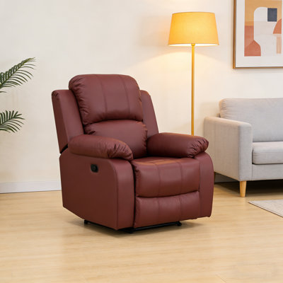 Canapé de salon rouge en polyuréthane et PVC, canapé convertible en cuir respirant avec structure en bois massif, ressorts double couche, canapé-lit inclinable réglable pour dormir, soutien lombaire ergonomique, 100 000 anti-rayures