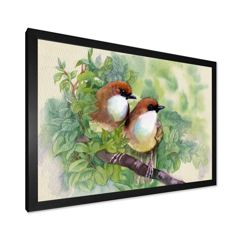 Oiseaux du printemps - reproduction sur toile, Toile avec cadre noir, H 30 po x l 40 po x 1,5 po
