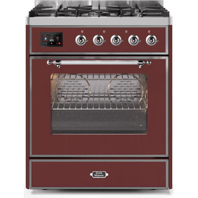 ILVE Majestic II Series 30 inch Dual Fuel Range with 5 Sealed Burners (Glass Door)