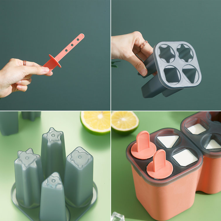 Ice Cube Tray,Household Ice Cream Mold Diy Mixed Color Conjoined Popsicle  Mold With Lid 