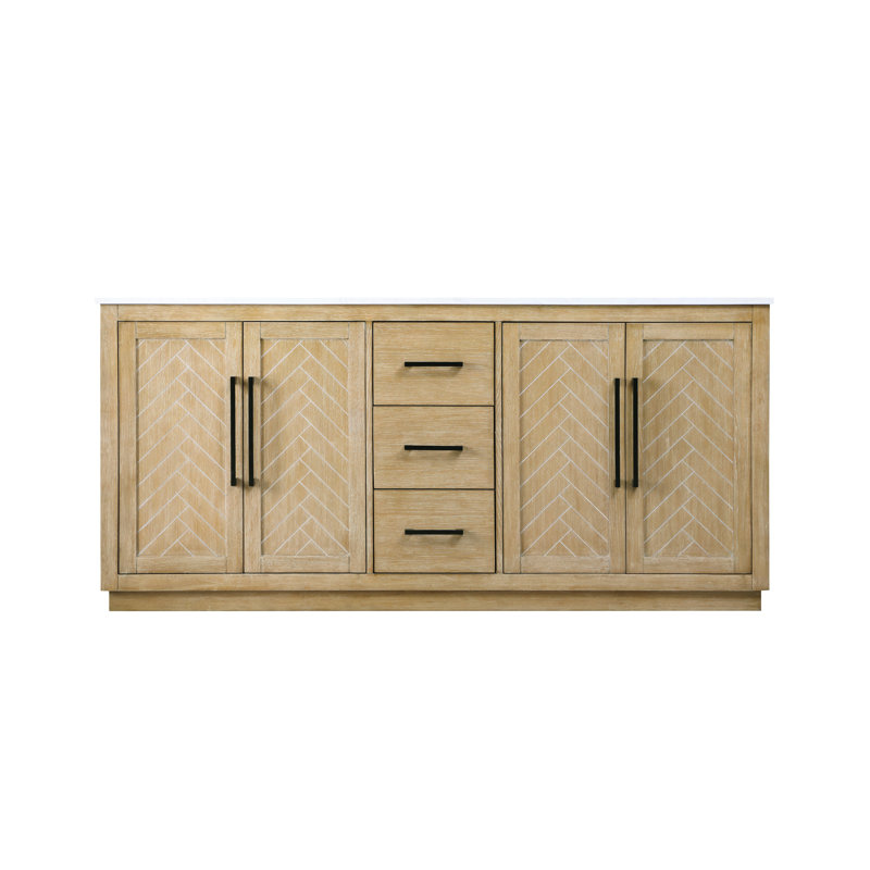 72 inch Double Bathroom Vanity, Linen Oak, 72"