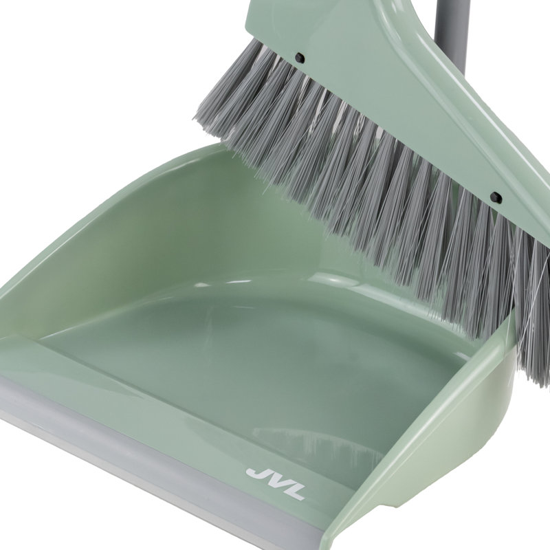 JVL Long Handle Dustpan and Brush Set, Green