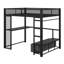 Lit mezzanine double avec bureau, garde-robe et tiroirs-824571558