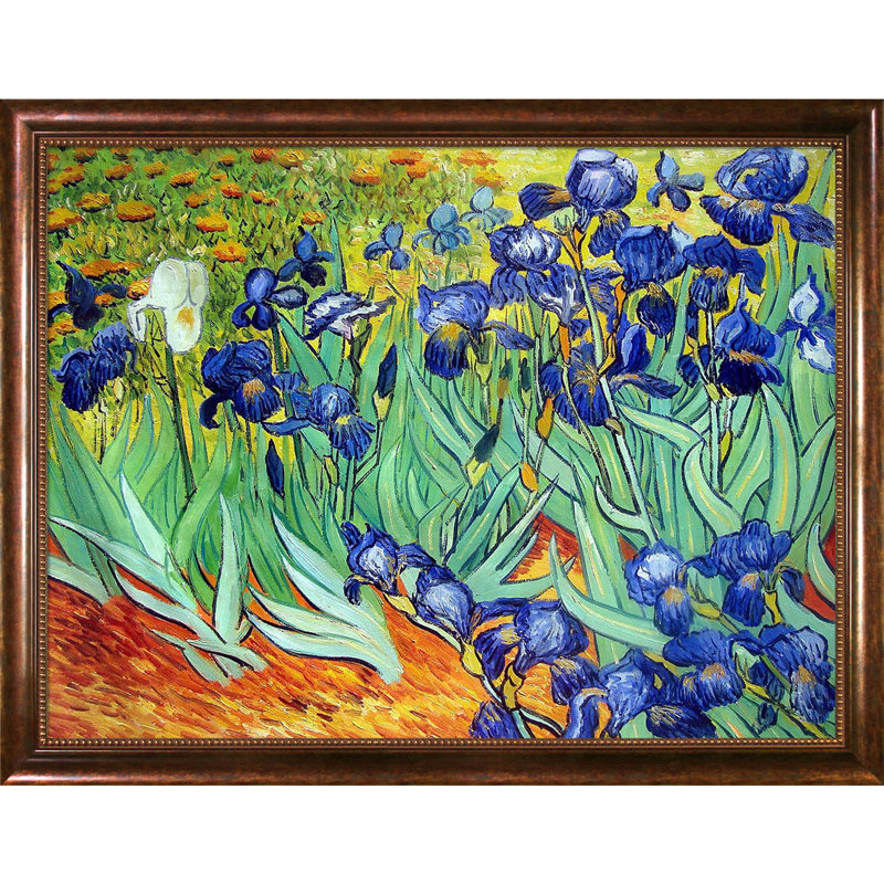 « irises » par vincent van gogh, peinture encadrée, H 40 po x l 52 po x P 2 po, Perle de Vérone