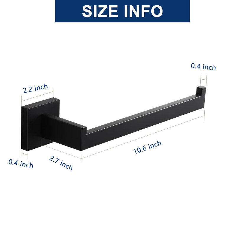 Wall Mount Towel Bar (2 Piece), Matte Black