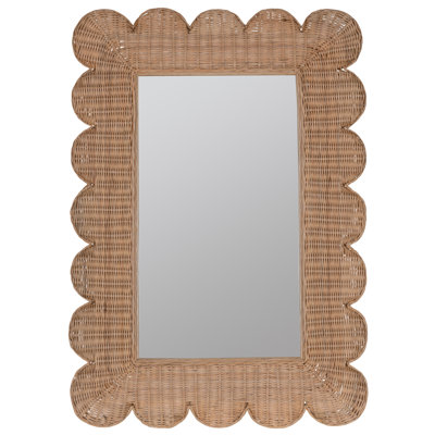 Miroir festonné en rotin