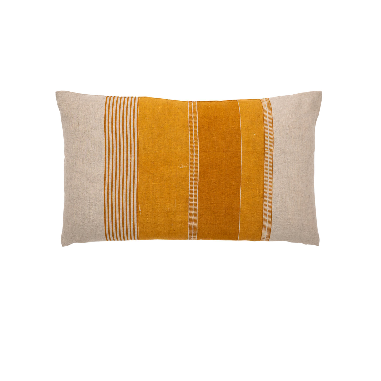 Tulum Stripe Ochre Lumbar Pillow Cover, Rectangle 12"H x 20"W