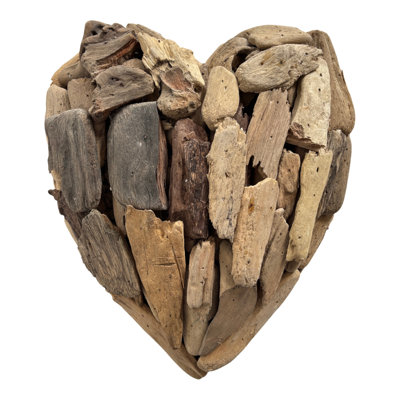 Decorative Heart Driftwood Wall Hanging Art for Living Room or Kitchen Decor  Artistic Coastal Wall Sculpture for Modern Home Decorations  12", Brown