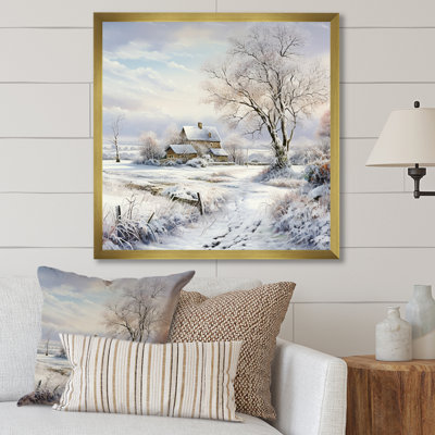 Farmhouse Snow Winter Scenery - Snow Wall Art