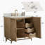 Meuble-lavabo de salle de bain autoportant 36 po entièrement assemblé en bois massif avec plateau blanc d'ingénierie entièrement assemblé