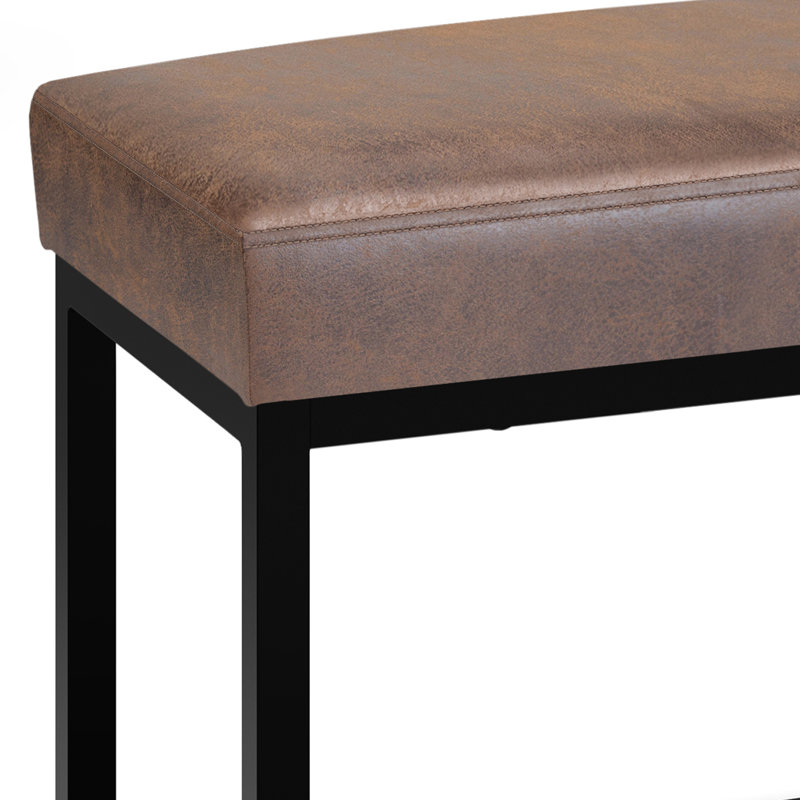 Reynolds 44" Distressed Chestnut Brown Faux Leather Bench