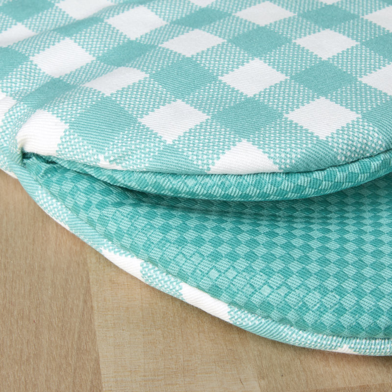 KitchenAid Gingham 2-Piece Oven Mitt, 5.5""W x 8""L, Passion Red