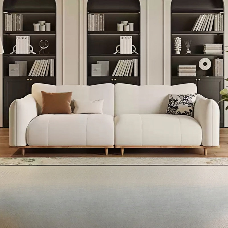 Log-style Creamy Straight-layout Sofa, Burlywood, White