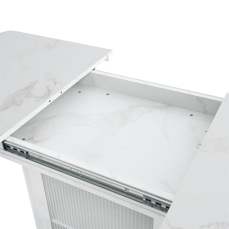 Table de salle à manger rectangulaire 47,24 "-63" (table seulement), Blanc