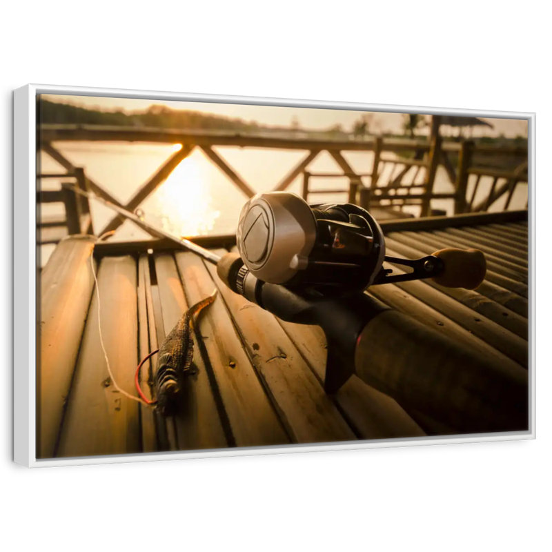 Bass Fishing Set, Floating Frame White, 37" X 25"