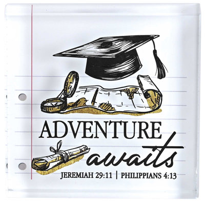 Tabletop Glass Plaque Grad Adventure