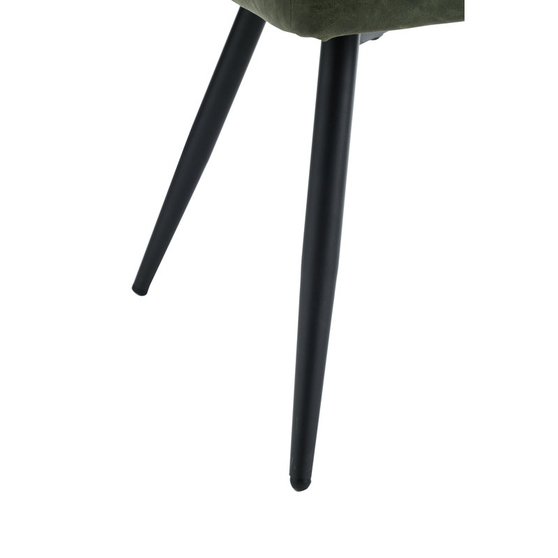 Green Faux Leather Upholstered Dining Chairs with Metal Legs, Set of 2