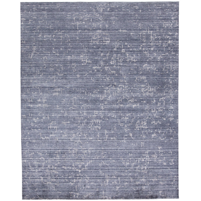 Tapis bleu touffeté à la main Woodbine, Rectangle 5 pi x 8 pi