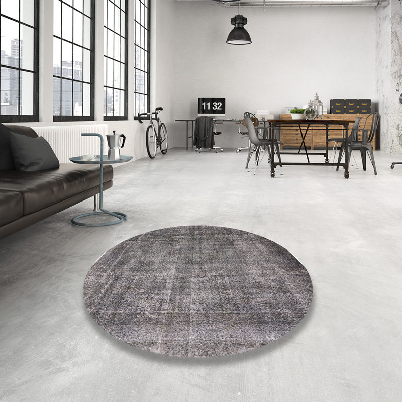 Tapis gris Ishaan, Rond 5 pi