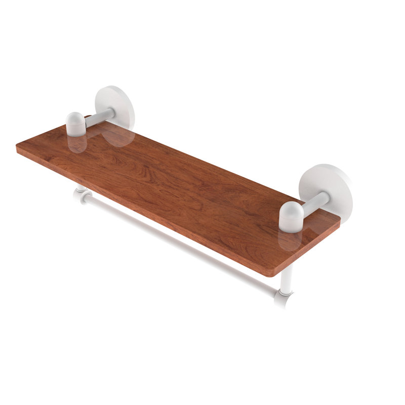 Itzhak Bracket Shelf with Towel Bar, Matte White, 5" H x 16" W x 5" D