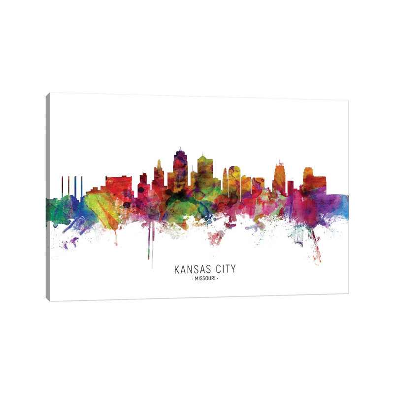 Kansas City Missouri Skyline by Michael Tompsett - 1 Piece Wrapped Canvas Painting, 20.32 cm H x 30.48 cm W