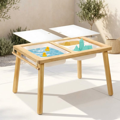 Kids Sensory Table Sand Water Play Table With 3 Storage Bins 1 Paper Roller- Activity, Play, Study, And Dining Table For Toddlers, Suitable for Kids' Playroom, Activity Center, Nurser