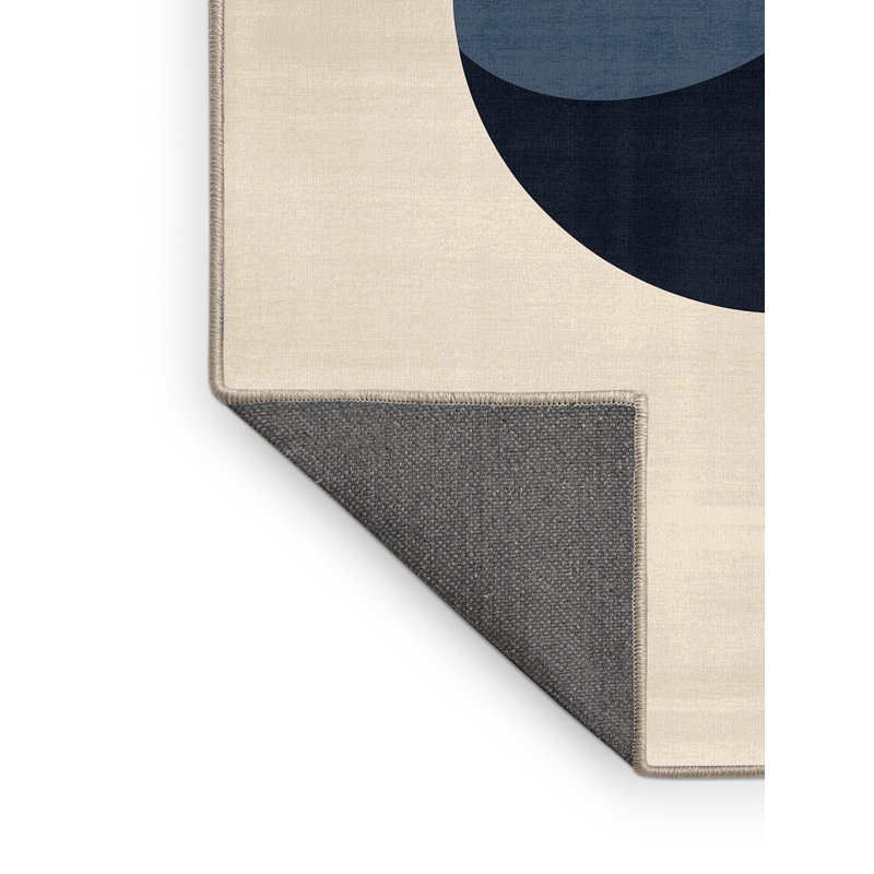 Tapis moelleux moelleux et minimaliste en bleu et beige Buschwick, 7 x 10