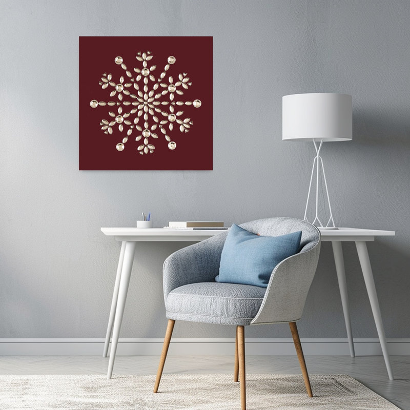Crystal Snowflake Elegant Geometric Abstract Winter Landscape Wall Art Print by Renate Holzner - Wrapped Canvas Print
