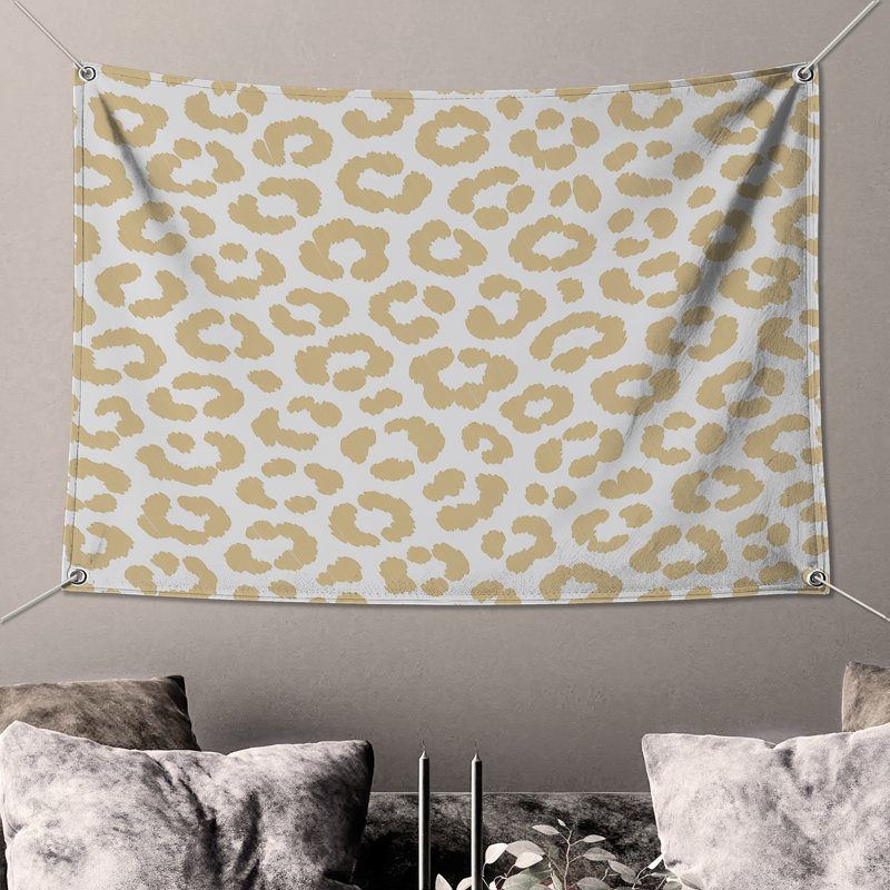 Tapisserie murale à motif léopard - Décoration murale à imprimé animal, H 68 po x l 80 po avec 4 œillets