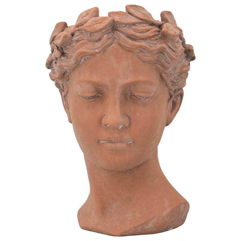 Brown Head Bust Planter, Cement - Make Your Garden & Outdoor Stand Out 7.3X6.9X10.6 Inches Home Distinction, Brown