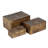 Doody Mango Wood Handmade Floral Decorative Brown Box with Hinged Lid Set