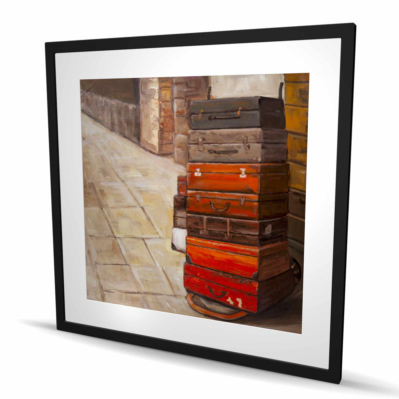 Vieilles valises de voyage - Reproduction matte encadrée pour la décoration intérieure, H 36 po x l 36 po