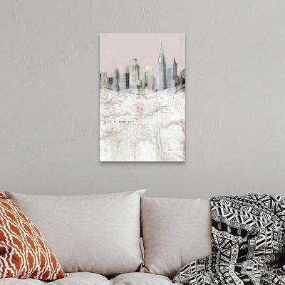 «Blush Manhattan Map II» par Isabelle Z - reproduction d'art sur toile