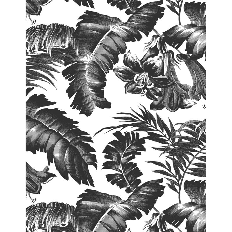 Plantation Floral Vinyl Wallpaper Roll, Black/White