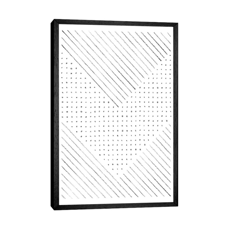 Lines And Points Art by Whales Way - Print on Canvas, Black Framed, 66.04cm H x 45.72cm W x 3.81cm D