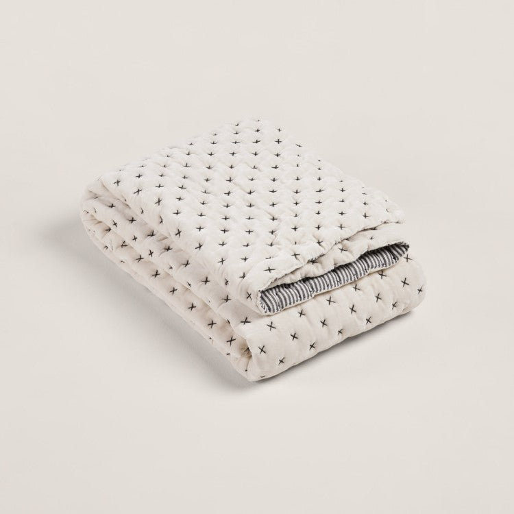 Quilted Throw Blanket, Pale Grey