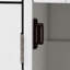 Îlot de cuisine 46,5 po avec rideau perlé, prise de courant, 3 armoires à portes, tiroirs, table rabattable, tablettes réglables, chariot blanc, portes, rallonge, tablette interne,