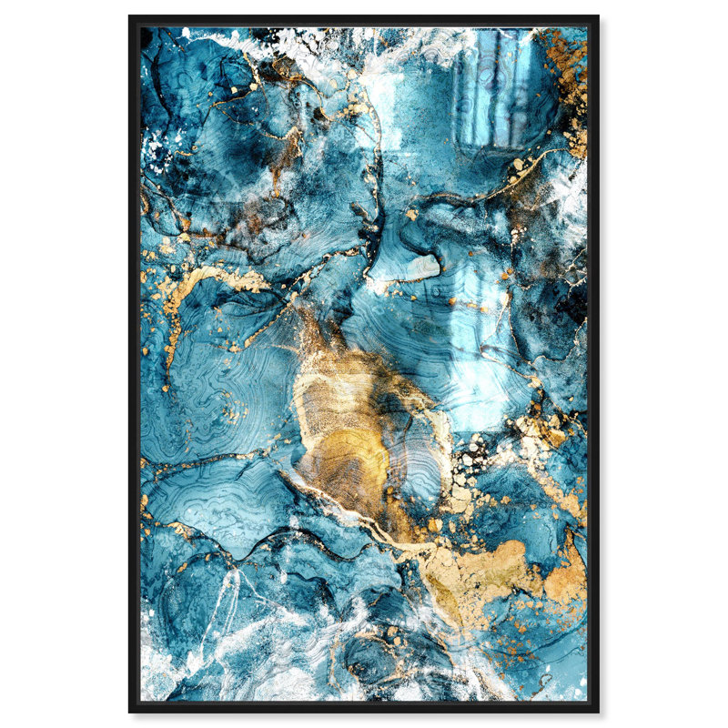Oliver Gal Strength and Soul Abstract - Leaf & Hand-Applied Glass Coat Framed Canvas Art, 55" H x 37" W, Black