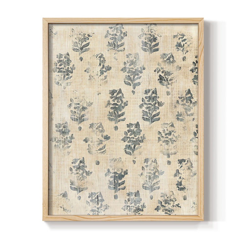 «Vintage Blockprint I», reproduction encadrée - bois massif