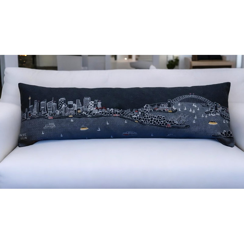 Coussin lombaire 14 "x 35" Sydney, 14 po x 35 po, gris
