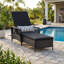 Chaise longue d'extérieur en osier de patio avec dossier ajustable avec coussin moelleux et coussin épais rembourré-421459829