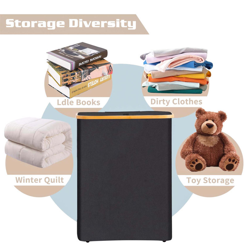 Bhargava Laundry Hamper with Handles, Black