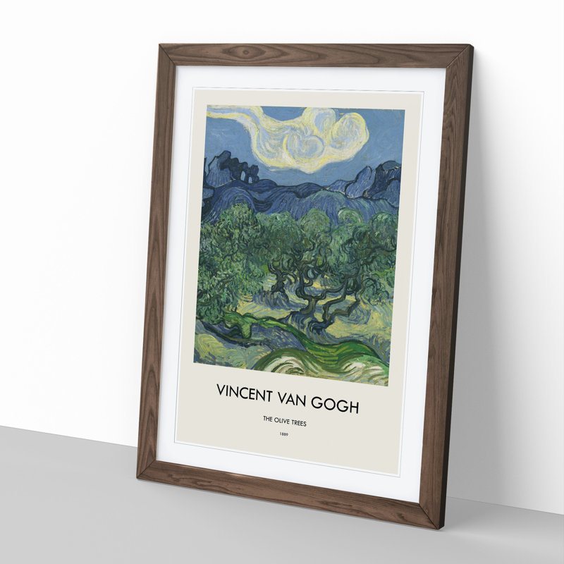 The Olive Trees by Vincent Van Gogh - Picture Frame Painting, Walnut Framed, 48cm H x 36cm W x 2cm D